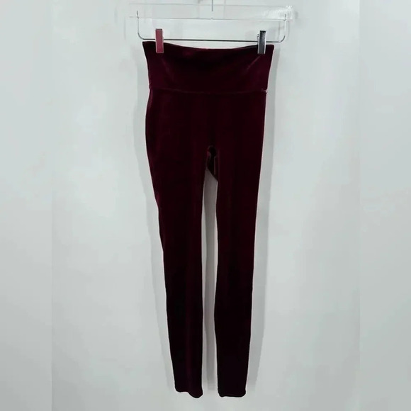 SPANX Velvet Burgundy Leggings Large B833 - Picture 3 of 5